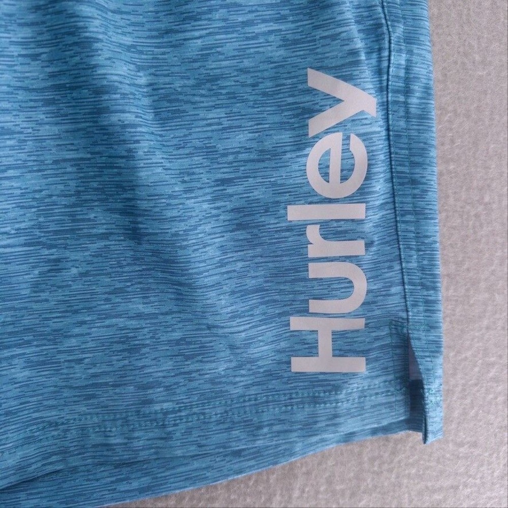 Hurley Mens Swim Trunks Medium Blue Elastic Waist Drawstring Casual - Picture 2 of 8